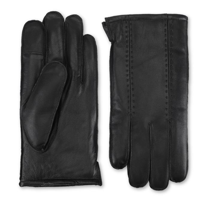 Isotoner® Mens Leather Glove With Stitch Detail Black Extra Image 2